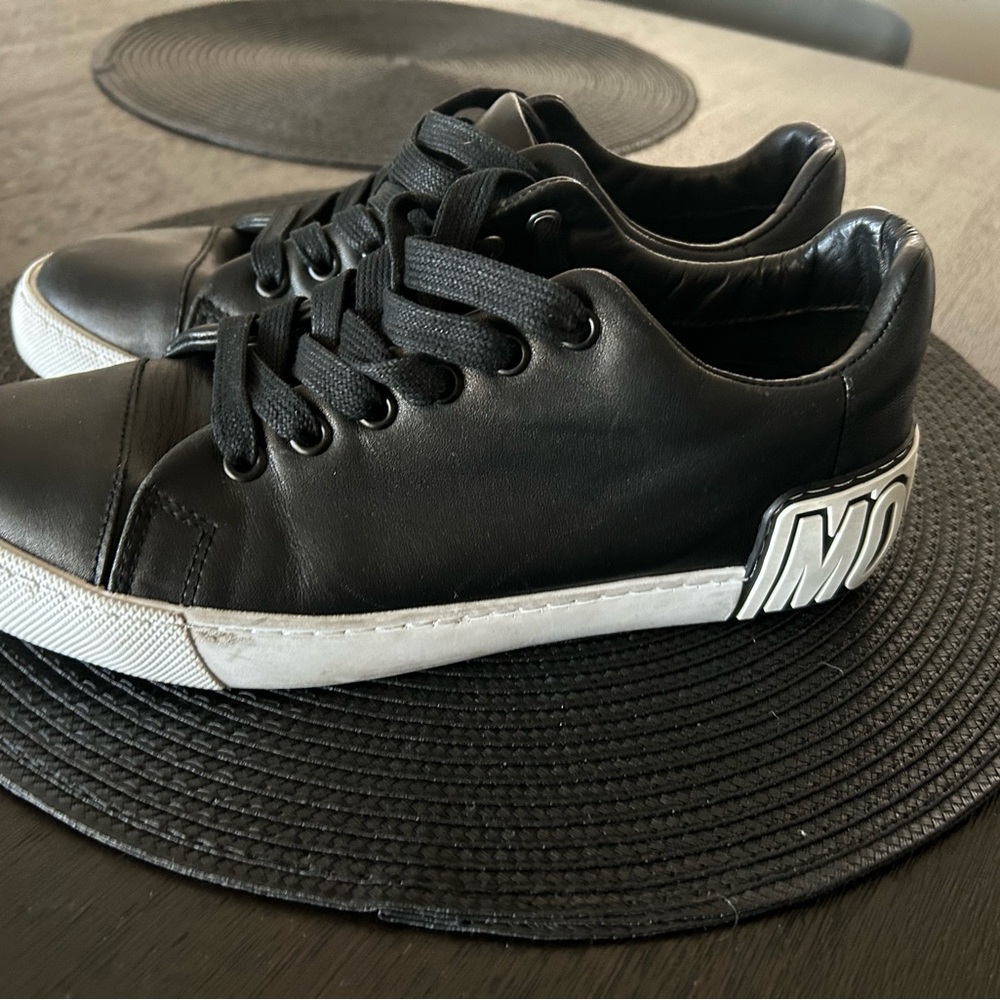 Moschino Black Leather Sneakers